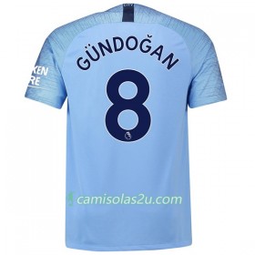 Camisolas de Futebol Manchester City Gundogan 8 Equipamento Principal 2018/19 Manga Curta